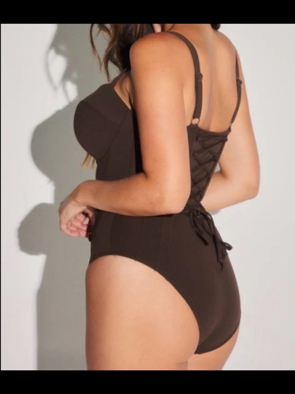 TA3 Chocolate Brown Lushy One Piece  J/K cup Swim body sculpt Short Torso XL New